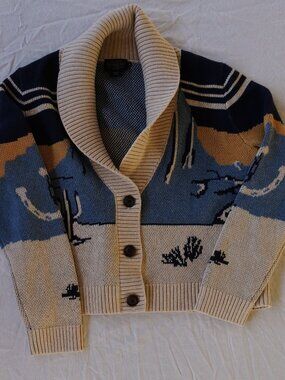Pendleton Desert Rider Cotton Cardigan NWOT —   Horse + Saguaro Knit  Rare